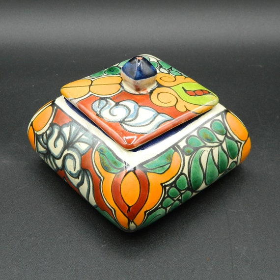 Mexican Pottery Trinket Box with Lid - image 1