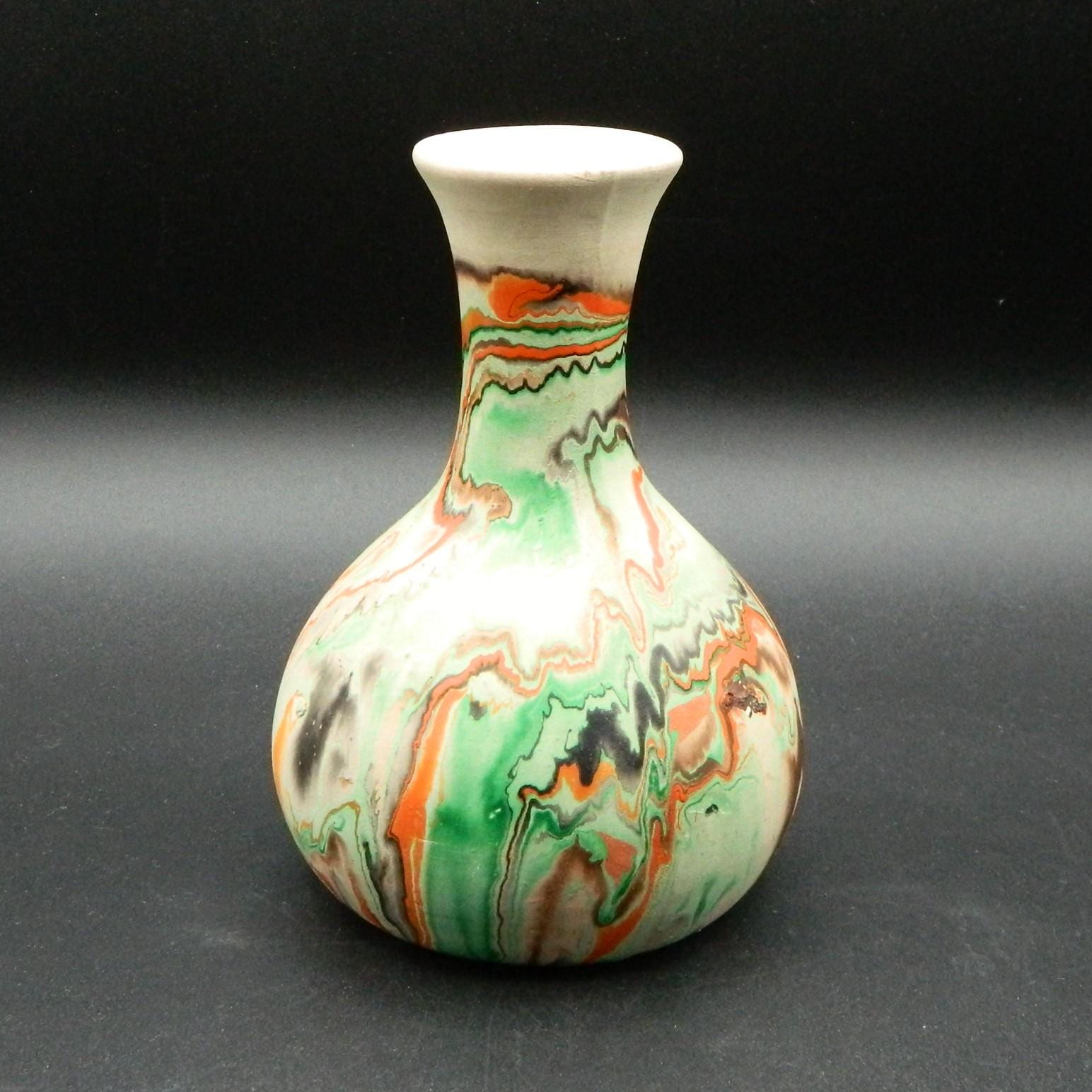Nemadji Indian Pottery Native Clay Swirl Glaze Vase 6