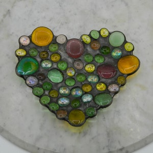 Heart-shaped Leaded Pebble Glass MCM Trinket Dish