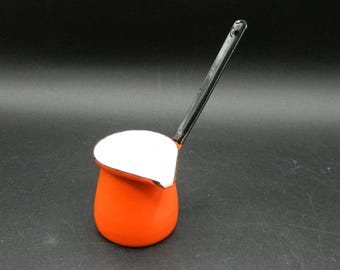 Aquecedor de manteiga e café em esmalte laranja nº 6