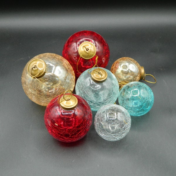 Ornaments Transparent Kugel Style Crackle Asstd. Sizes Colors