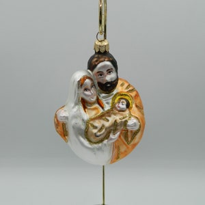 Adorno de vidrio soplado a mano de la Sagrada Familia, hecho en Polonia 5.5&quot;H