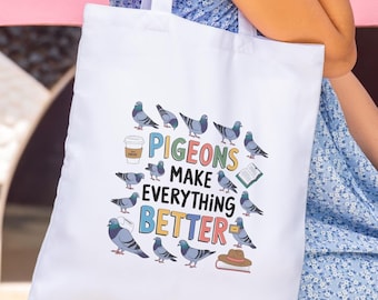 Pigeon Tote Bag, Pigeon Lover Gifts, Gift For Girls, Bird Bag, Bird Lover Tote Bag, Pigeon Lovers, Cute Pigeon Bag, Eco Shopping Bag