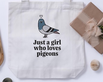 Pigeon Tote Bag, Pigeon Lover Gifts, Gift For Girls, Bird Bag, Bird Lover Tote Bag, Pigeon Lovers, Cute Pigeon Bag, Eco Shopping Bag