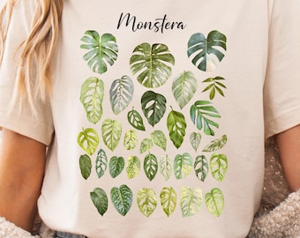 Camiseta con estampado de planta Monstera, regalo para amantes de las plantas.