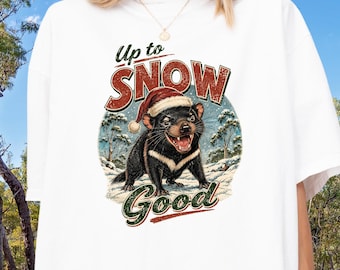 Australian Christmas Shirt, Tasmanian Devil Christmas Shirt, Funny Aussie Christmas T Shirt, Up to Snow Good, Retro Christmas Tee