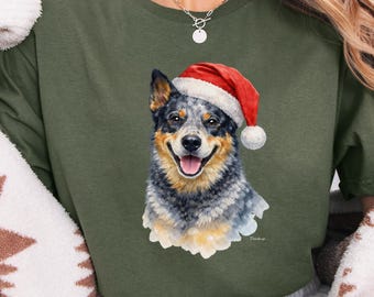 Camiseta navideña australiana, camiseta con estampado de perro pastor, camisetas familiares a juego.