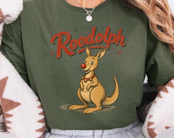 Roodolph Kangaroo Australian Christmas Shirt, Rudolph The Red-Nosed Reindeer Shirt, Australian Christmas Clothing, Womens Christmas Top