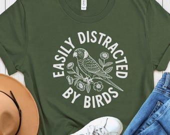 Camiseta "Facilmente distraído por las aves", Lori arcoíris, Aves australianas, Regalo para observadores de aves, Camiseta para amantes de las aves, Regalo para amantes de las aves