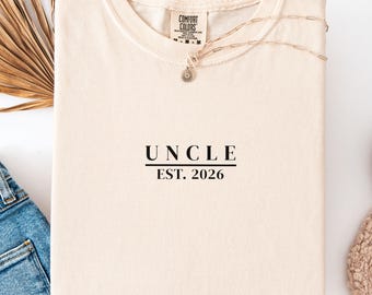 Camiseta de tío 2026, anuncio de embarazo para tío, regalos para tío, regalo para tío, camiseta del Día del Padre, camiseta con colores cómodos para él