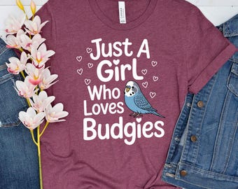 Camiseta para amantes de los periquitos: Camiseta con corazón floral