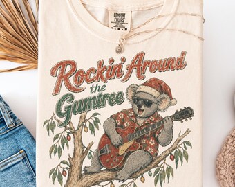 Australian Christmas T Shirt, Retro Koala Rock & Roll Christmas Shirt