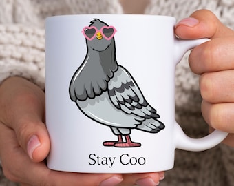Taza de paloma Stay Coo, regalo de paloma, regalo de palomas, paloma linda, regalo para amantes de las palomas, tazas divertidas de broma, regalo para dueños de palomas, observador de aves