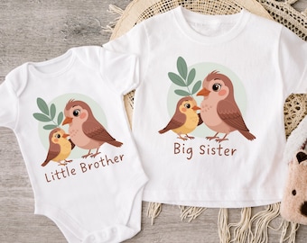 Big Sister Little Brother Set, Matching Sister Brother Outfits, Matching Sibling T-Shirts, Big Sister Shirt, Little Brother Bodysuit