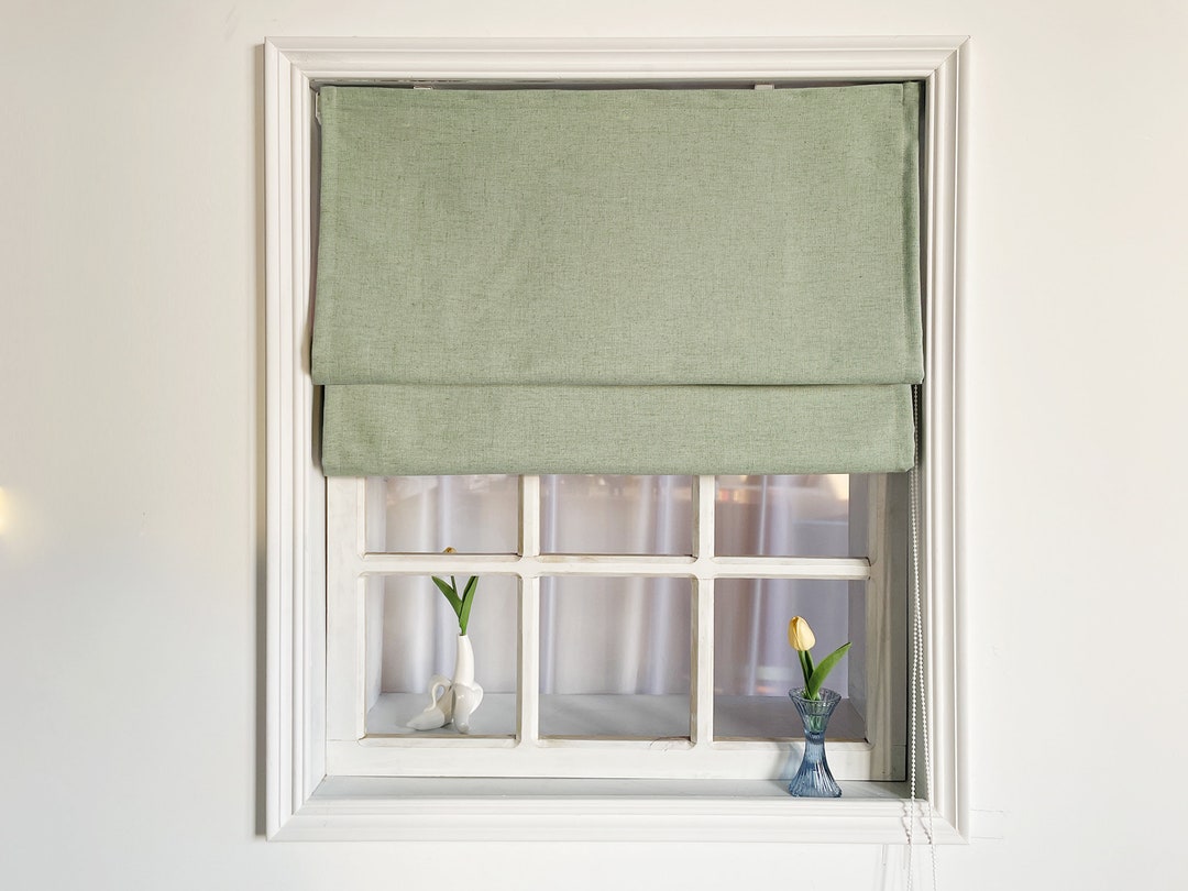 Light Green Roman Shades, Roman Shades for Windows, Custom Sizes and
