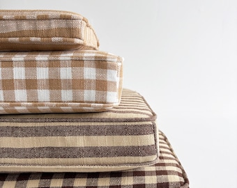 Custom Striped Window Seat Cushion with Foam, Washable & Durable