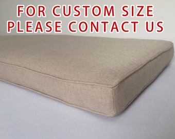 Cojín de lino para ventana con ribetes, forma y tamaño personalizados, cojín para ventana salediza personalizado, cojín para banco de ventana de interior.