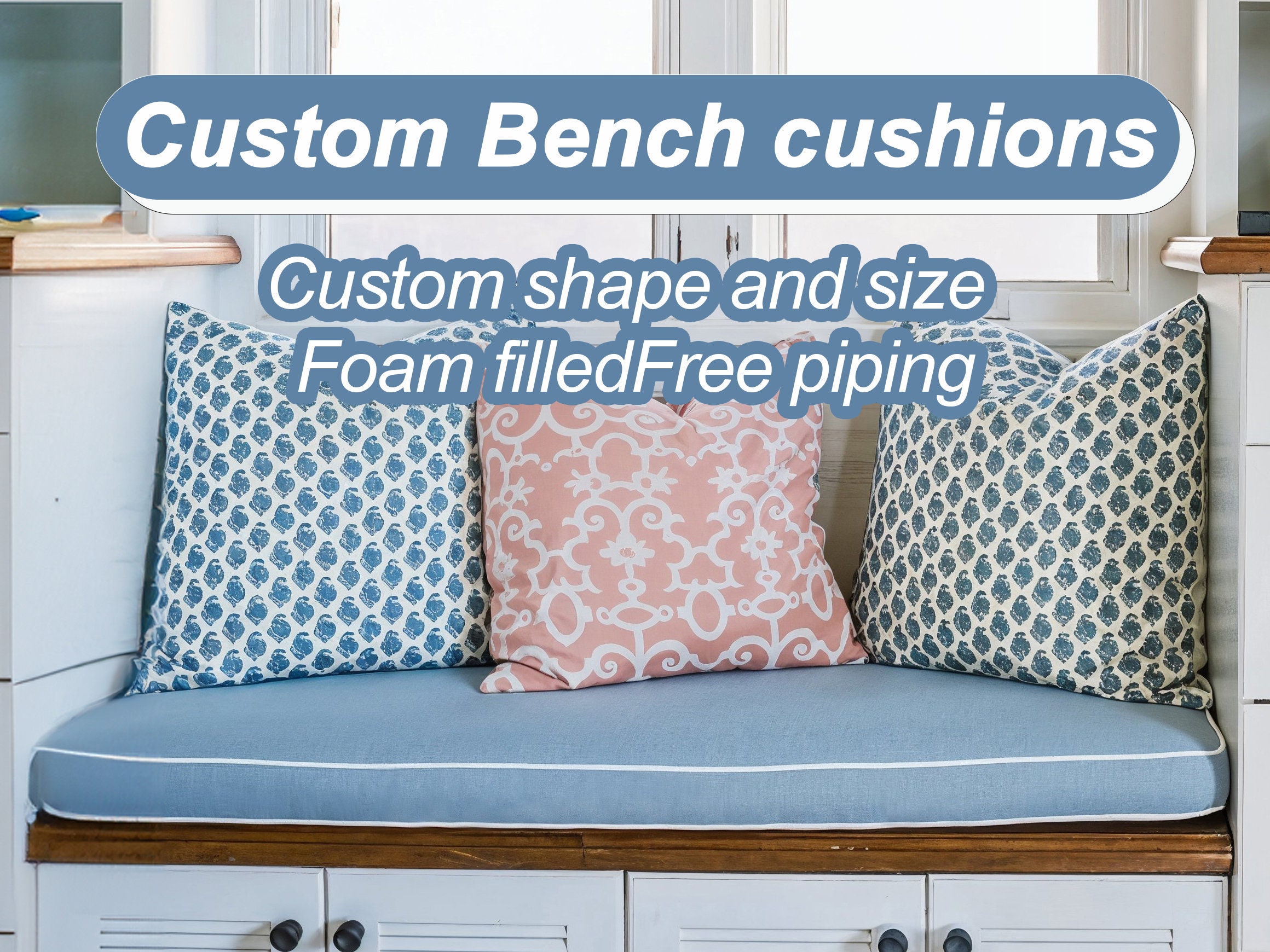 Blue bench cushions sale