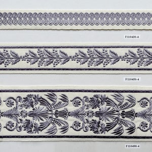 Purple embroidery trim, cotton embroidery trim, curtain trim, throw pillow trim.