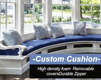 Navy Blue Cushion,Custom Shape and Size Cushion,Window Bench Cushion,Handmade Cotton Cushions,Custom Size Window Seat Cushion