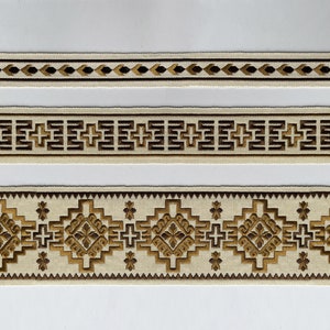 Beige cotton embroidery trim, curtain trim, throw pillow trim, decorative ribbons.