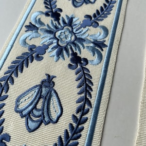 Blue Embroidery Trim, Curtain Trim, Decorative Fabric Band, Bee Trim ...