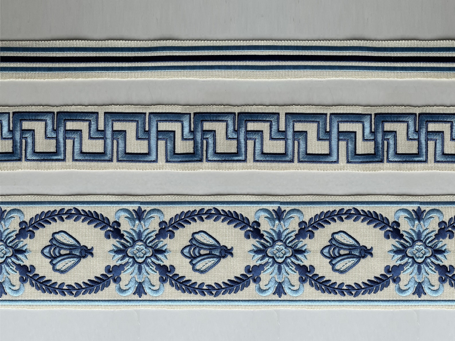 Blue Embroidery Trim, Curtain Trim, Decorative Fabric Band, Bee Trim ...