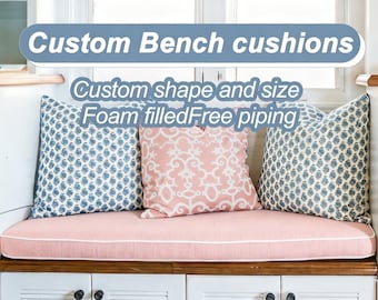 Cojín de asiento rosa con ribete, cojín de asiento de ventana, cojín de banco de interior, cojines de algodón hechos a mano, cojín de asiento de ventana de tamaño personalizado.
