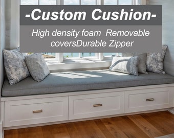 Gray Cushion,Custom Bay Window Seat Cushion,Customized Cotton Bench Cushions,Indoor Bench Cushion,Window Bench Cushion