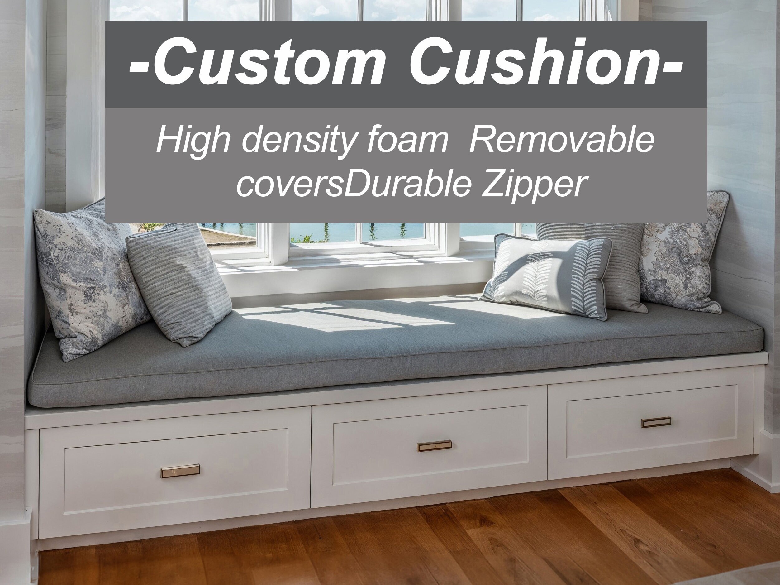 Gray Cushion custom Bay Window Seat Cushion customized Cotton Bench Cushions indoor Bench Cushion window Bench Cushion Etsy