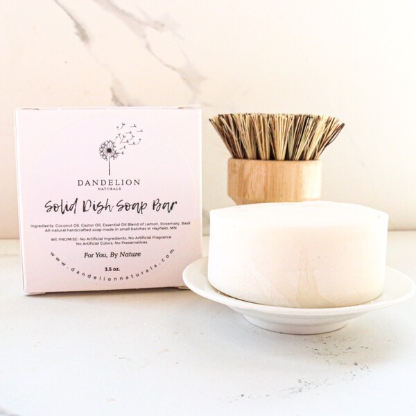 Solid Dish Soap Bar | Zero Waste Soap | Dish Soap Bar | Dandelion Naturals | Plastic Free Soap | Vegan Soap Bar | Eco Friendly Soap