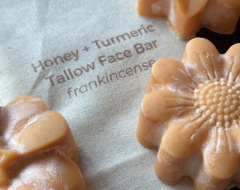 Honey Turmeric Tallow Face Bar Soap with Frankincense