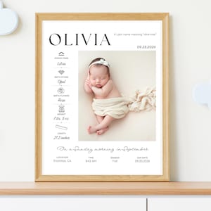 Editable Birth Stats Sign, Birth Stats Poster, Newborn Poster, New Parents Gift, Baby Gift, Mother's Day Gift, Birth Announcement Template