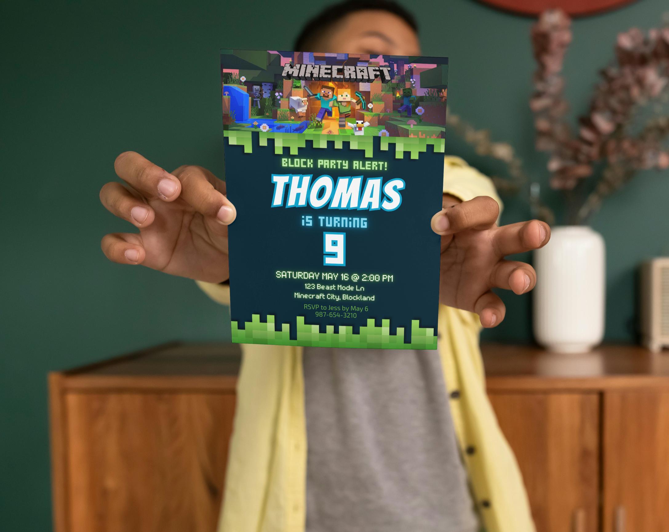Minecraft Invite Code Playstation Editable Minecraft Birthday Invitation, Minecrafter Birthday, Gamer ...