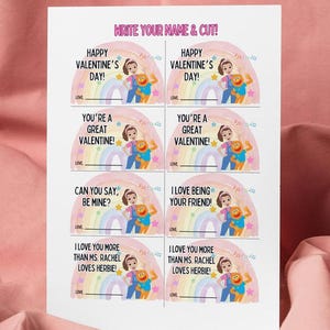 Tarjetas de San Valentín editables de la Sra. Rachel, tarjetas de San Valentín de Herbie, tarjetas de San Valentín para el aula, tarjetas para niños imprimibles, tarjetas personalizadas para hacer tú mismo, descarga instantánea