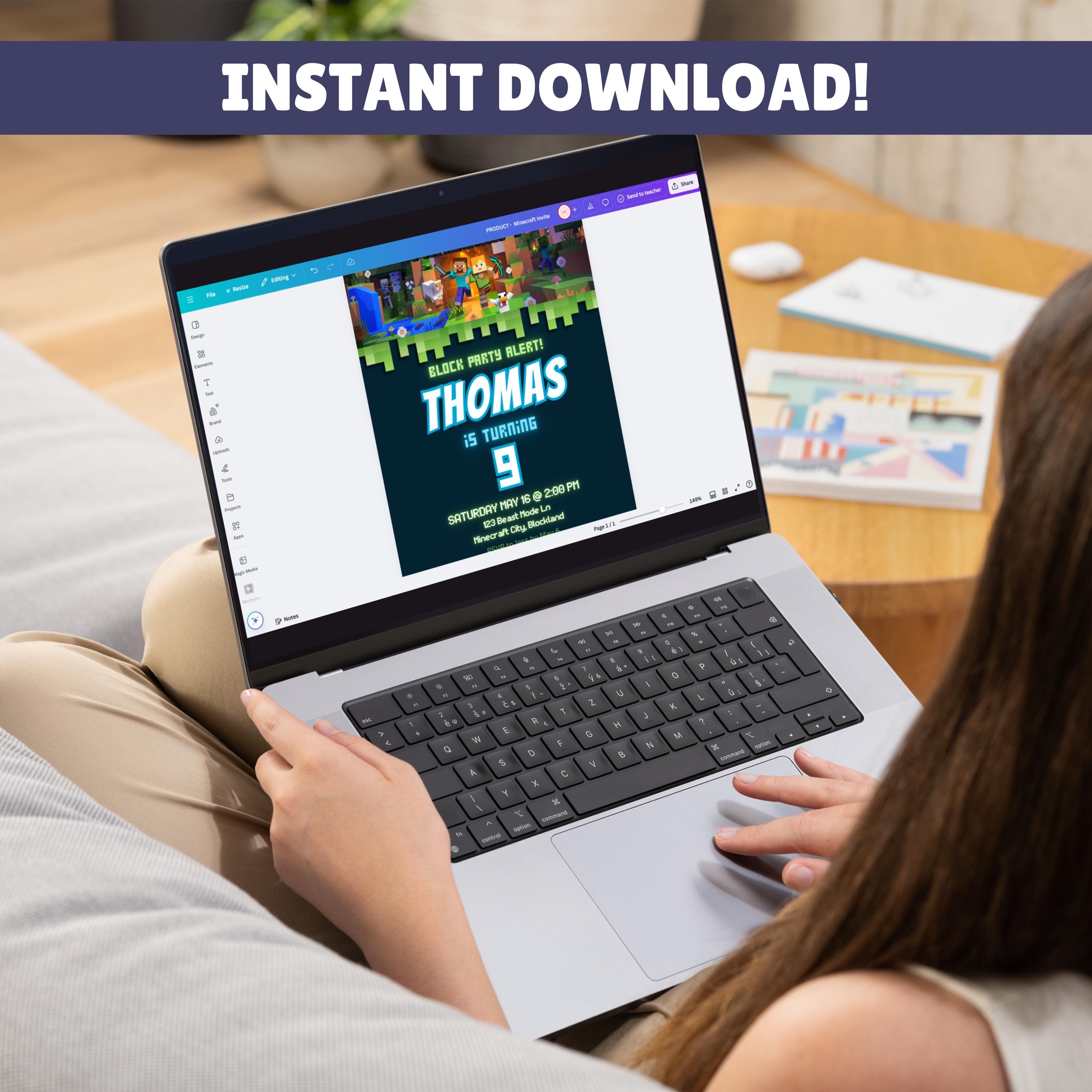 Minecraft Block Party Canva Invite