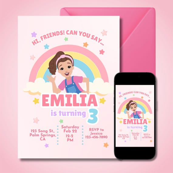 Ms Rachel Invitation, Ms Rachel Birthday Invitation, Digital Invitation, Editable Invitation, Customizable Ms Rachel Invite, Canva Template