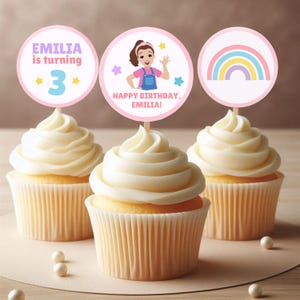 Editable Ms Rachel Cupcake Toppers Ms Rachel Birthday Toppers Instant Download Custom Ms Rachel Party Essentials Canva Template DIY Decor