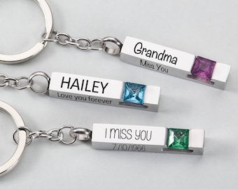 Llavero personalizado con barra para cenizas, llavero con urna de cremación, llavero personalizado con barra para cenizas, llavero con piedra natal grabada para cenizas, joyería para cenizas humanas y de mascotas
