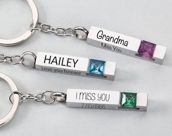 Personalized Ashes Bar Keyring Cremation Urn Keychain Custom Bar Ashes Keychain Engraved Birthstone Ashes Keychain Human&Pets Ashes Jewelry