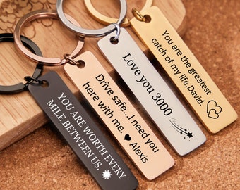 Stainless Steel Keychain Custom Engraved Key Chain Personalized Gifts for Her Best Friend Gifts Birthday Gift Boyfriend Christmas Gift