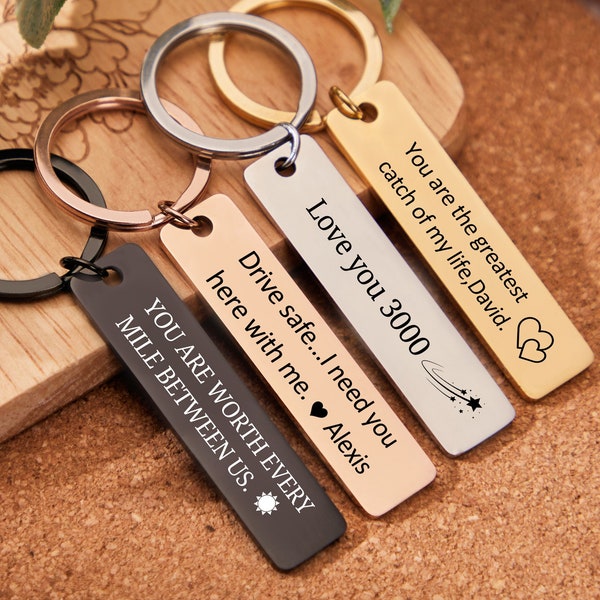 Stainless Steel Keychain Custom Engraved Key Chain Personalized Gifts for Her Best Friend Gifts Birthday Gift Boyfriend Christmas Gift