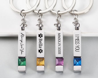 Llavero de urna de cremación personalizado para cenizas humanas,Llavero de barra conmemorativa de cremación grabado,Recuerdo de cenizas para joyas de cenizas humanas o de mascotas