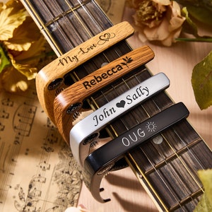 Personalized Guitar Capo Custom Engraved Capos Guitarist Music Teacher Birthday Gifts for Him Dad Boyfriend Gift Musician Valentines Gifts