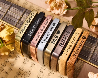 Capo guitare personnalisé, cadeau guitare, capo guitare gravé personnalisé, cadeaux pour musicien, accessoires guitare, capo guitare en métal, cadeau Saint-Valentin pour guitaristes