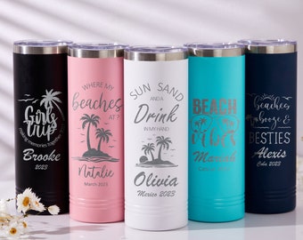 Personalized Tumbler With Staw,Travel Tumbler,Custom Engraved Beach Tumbler,Vacation Tumbler,Girls Trip Gift,Family Trip Gift for her #01