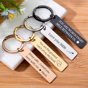 Stainless Steel Keychain Custom Engraved Key Chain Personalized Gifts for Her Best Friend Gifts Birthday Gift Boyfriend Christmas Gift