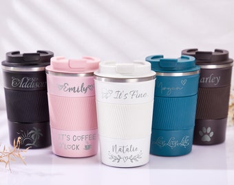 Travel Mug Personalized Coffee Cup Travel Mug Coffee Mug Custom Coffee Tumbler Employee Gifts for Women Coworkers Office Gift for her
