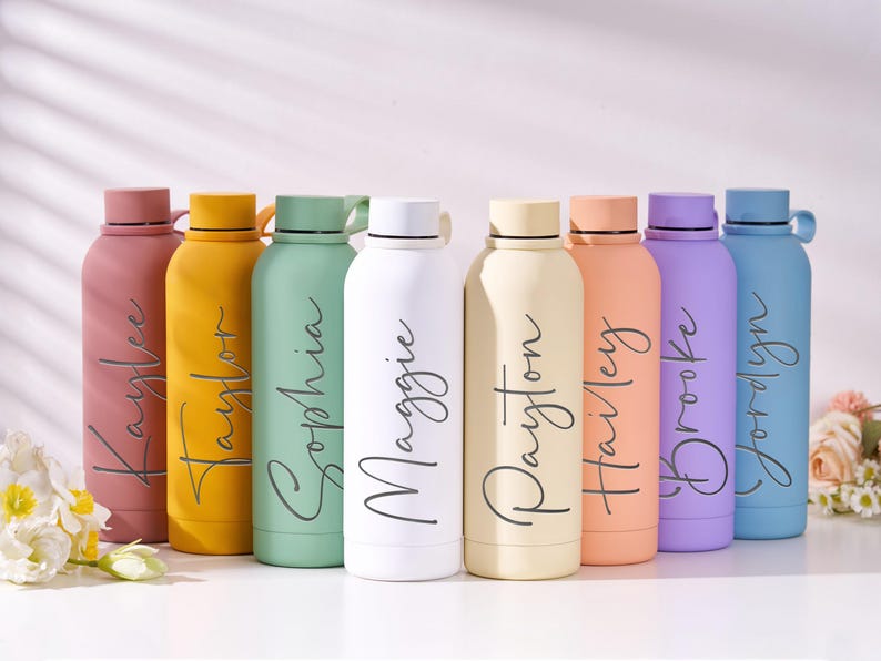 Engraved Water Bottle Personalized Beach Tumbler Custom Insulated Water