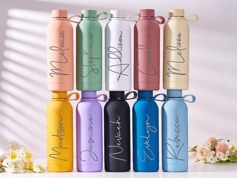 Engraved Water Bottle Personalized Beach Tumbler Custom Insulated Water